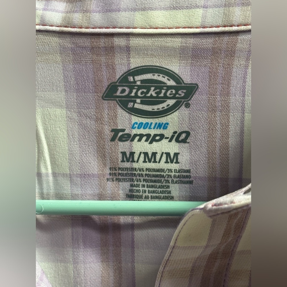 NEW Dickies Cooling Roll-Tab Work Shirt in Purple‎ Rose Hillside Plaid Women’s M - Picture 5 of 12